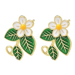Brass Enamel Stud Earrings for Women&nbsp;EJEW-A167-25G-01