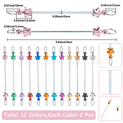 24Pcs 12 Colors Stainless Steel Beadable Keychain Bar for Jewelry Making DIY Crafts&nbsp;KEYC-SC0002-10