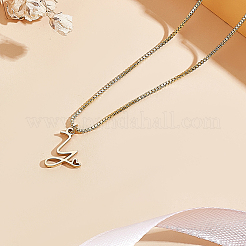 1pc Brass Chain & 304 Stainless Steel Letter Pendant Necklaces&nbsp;NJEW-LP0001-40Y-G