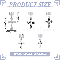 40Pcs 5 Style Cross Alloy Stethoscope Pendant Decorations&nbsp;HJEW-ME00140