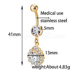 Brass Cubic Zirconia Navel Ring&nbsp;AJEW-EE0004-09
