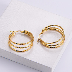 6 Pairs Vintage Retro Stainless Steel Triple Hoop Earrings&nbsp;XW5177-2