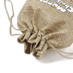 Christmas Printed Burlap Packing Pouches Drawstring Bags&nbsp;ABAG-Q053-02B-05