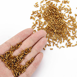 Plated Glass Bugle Beads&nbsp;SEED-S046-01A-41