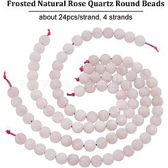 Frosted Natural Rose Quartz Round Beads Strands&nbsp;G-OC0003-57A