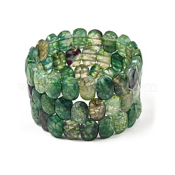 Dyed & Heated Natural Agate Oval Beaded Stretch Bracelet&nbsp;G-E010-01
