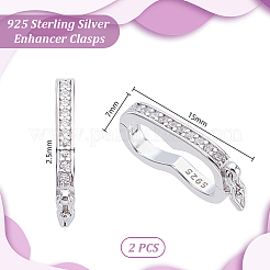 2Pcs Anti-Tarnish Rhodium Plated 925 Sterling Silver Rhinestone Twister Clasps&nbsp;FIND-GA0005-42