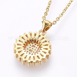 Brass Micro Pave Cubic Zirconia Initial Pendant Necklaces&nbsp;NJEW-H486-30G-B