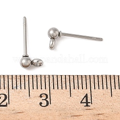 304 Stainless Steel Ball Post Stud Earring Findings&nbsp;STAS-Z035-01P-G