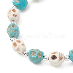 Dyed Synthetic Turquoise Beads Stretch Bracelets for Man&nbsp;BJEW-JB12104-02