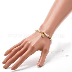 Round Natural White Jade Braided Bead Bracelet for Girl Women&nbsp;BJEW-JB06864-03