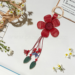 Leather and Alloy Keychain&nbsp;HJEW-WH20022-04B-11