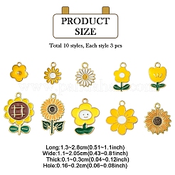 30Pcs 10 Styles Alloy Enamel Pendants&nbsp;ENAM-YW0005-36