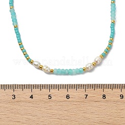 Boho Natural Cultured Freshwater Pearl & Round Seed Beaded Braided Necklaces for Women&nbsp;NJEW-JN06187-02