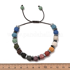 Chakra Round Dyed Natural Lava Rock Braided Bead Bracelets&nbsp;GG-CBA922D-01