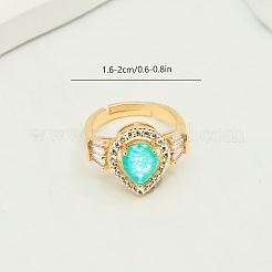 Adjustable Brass Micro Pave Cubic Zirconia Cuff Open Rings for Women&nbsp;SB7370-2