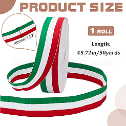 50 Yards Tricolor Polyester Striped Grosgrain Ribbon&nbsp;OCOR-WH0078-199C