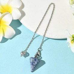 Cone Natural Red Agate & Blue Spot Jasper & Rose Quartz & Green Aventurine Pointed Dowsing Pendulums&nbsp;HJEW-JM04048