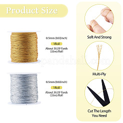 2 Rolls 2 Colors 9-Ply Round PET Metallic Thread&nbsp;MCOR-TA0001-03C