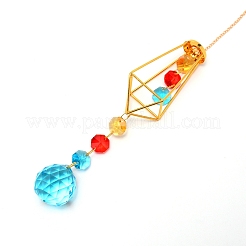 Colorful Glass Hanging Crystal Pendant Ornament&nbsp;HJEW-TAC0012-19