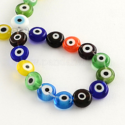 Flat Round Handmade Evil Eye Lampwork Beads&nbsp;LAMP-R116-05