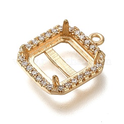 Rack Plating Brass Micro Pave Clear Cubic Zirconia Square Pendant Cabochon Settings For Fancy Stones&nbsp;KK-NH0001-17KCG
