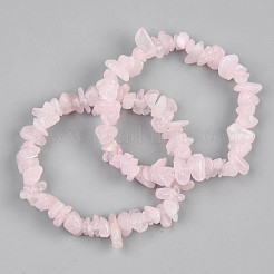 Unisex Chip Natural Rose Quartz Beaded Stretch Bracelets&nbsp;BJEW-S143-25