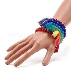 Dyed Natural Malaysia Jade Round Beads Stretch Bracelets Set&nbsp;BJEW-JB06956