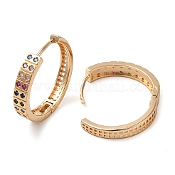 Brass Micro Pave Colorful Cubic Zirconia Hoop Earrings&nbsp;EJEW-M238-61KCG