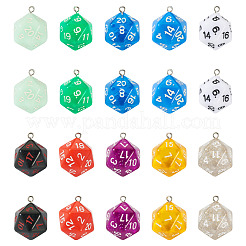 20pcs 10 colors Resin Polyhedral Dice Pendants&nbsp;FIND-TA0001-93