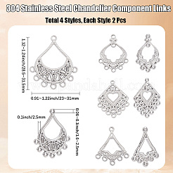 8Pcs 4 Styles 304 Stainless Steel Chandelier Component Links&nbsp;STAS-BBC0007-60