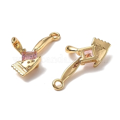 Brass Micro Pave Cubic Zirconia Pendants&nbsp;KK-A259-32G
