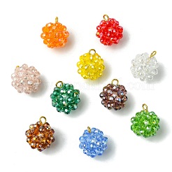 Handmade Nylon Wired Glass Beaded Pendants with Glass Pearl Round Bead&nbsp;PALLOY-CJ00105