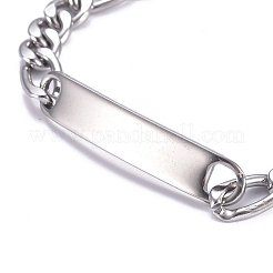 667 Stainless Steel Figaro Chain ID Bracelets&nbsp;BJEW-G631-05P-1
