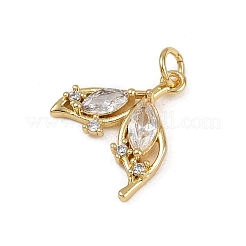 Brass Micro Pave Cubic Zirconia Pendants&nbsp;KK-Z120-04G-01