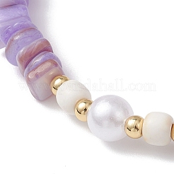 6Pcs 6 Colors Natural Freshwater Shell Chip & ABS Plastic Imitation Pearl Beaded Stretch Bracelets&nbsp;BJEW-JB12727