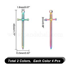 12Pcs 3 Color 201 Stainless Steel Pendants&nbsp;STAS-UN0045-12