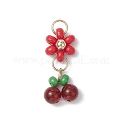 6Pcs 6 Colors Baking Paint Glass Seed Pendants&nbsp;PALLOY-MZ00415