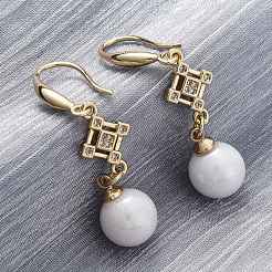 Brass Micro Pave Clear Cubic Zirconia Dangle Earrings&nbsp;EJEW-F362-17G