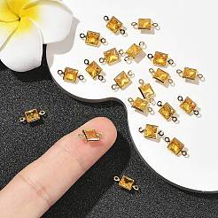 SHEGRACE Brass Pave Cubic Zirconia Square Connector Charms&nbsp;XGRQ2O088-440D-G