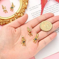 5Pcs 5 Colors Brass Clear Cubic Zirconia Pendants&nbsp;KK-CJ0001-76