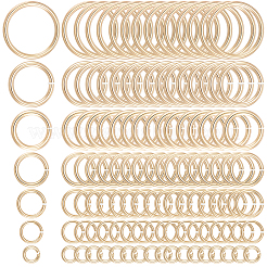 300Pcs 7 Styles Rack Plating Brass Open Jump Rings&nbsp;KK-BBC0027-30G