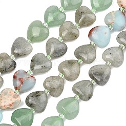 Gradient Color Synthetic Shoushan Stone & Natural Peace Jade & Green Aventurine & Labradorite Beads Strands&nbsp;G-B185-A05