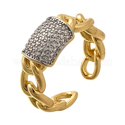 Brass Micro Pave Cubic Zirconia Cuff Rings&nbsp;RJEW-U035-03GP