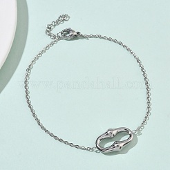 Oval 304 Stainless Steel  Pendant Necklacrs & Stud Earring & Link Bracelet Sets&nbsp;SJEW-C009-01P