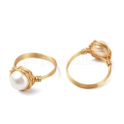 Natural Cultured Freshwater Pearl Finger Rings for Women&nbsp;RJEW-JR01029