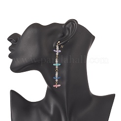 Natural Quartz Crystal & Glass Butterfly Beaded Dangle Stud Earrings&nbsp;EJEW-JE05197