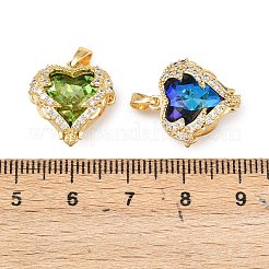 Brass Micro Pave Cubic Zirconia Pendants&nbsp;KK-F922-04G