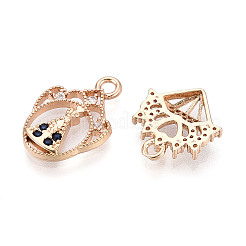Brass Micro Pave Cubic Zirconia Pendants&nbsp;KK-T072-48G