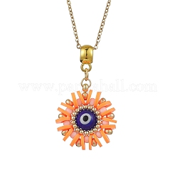Glass Seed Beads & Polymer Clay & Evil Eye Lampwork Pendant Necklaces&nbsp;NJEW-MZ00101-03